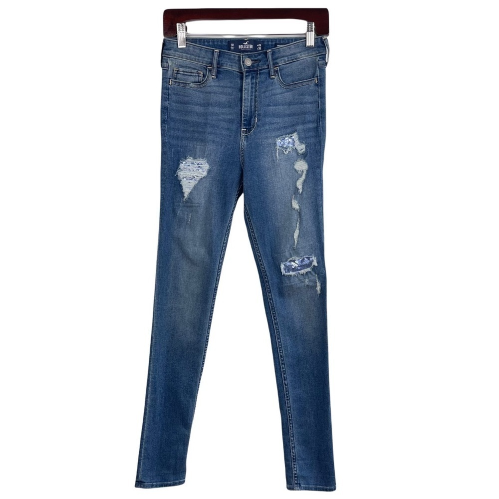Hollister Sequin High Rise Super Skinny Jeans Women’s Size 26 Stretchy
